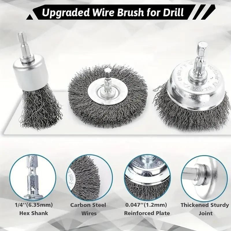 Wheel Brush  3" Drill To Metal Connector